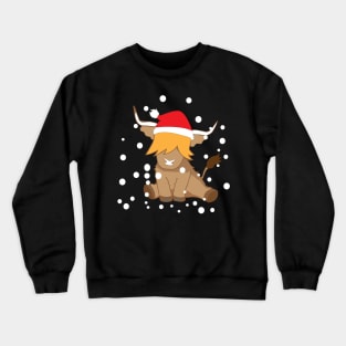 Cute highland cow christmas t shirt snow Crewneck Sweatshirt